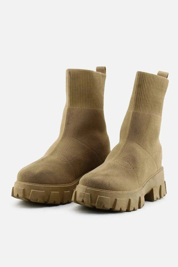 Massimo Dutti Stretchable Combat Ankle Boots |100% Authentic Leather - sundaybazar