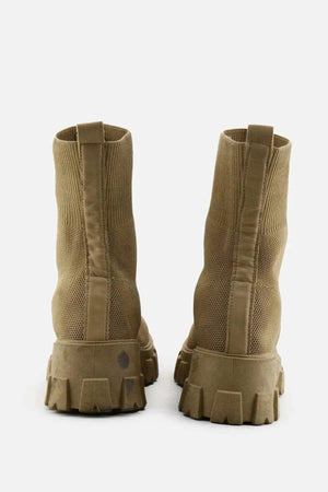 Massimo Dutti Stretchable Combat Ankle Boots |100% Authentic Leather - sundaybazar
