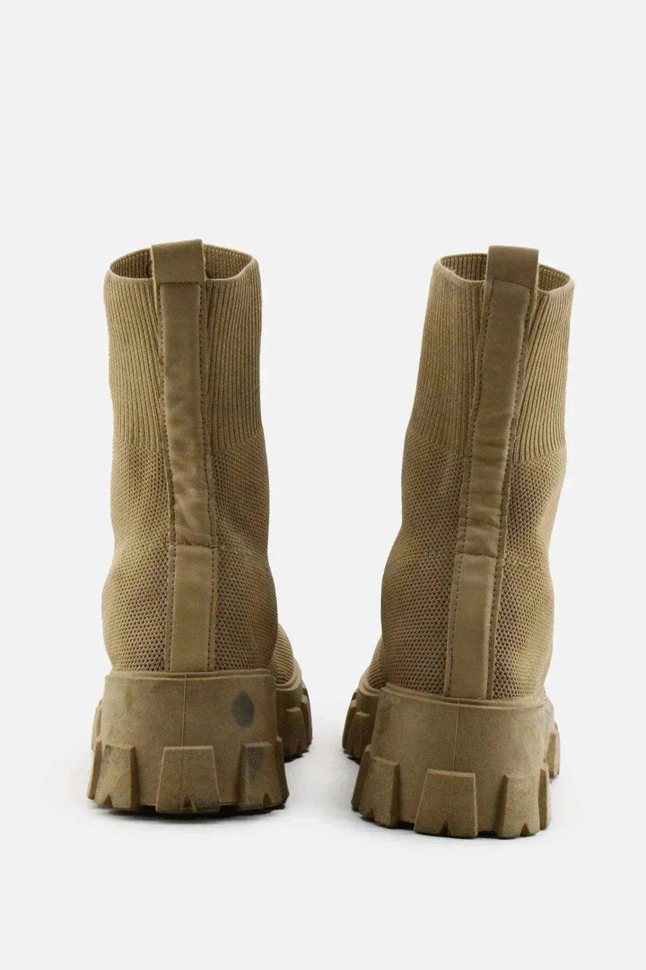 Massimo Dutti Stretchable Combat Ankle Boots |100% Authentic Leather - sundaybazar