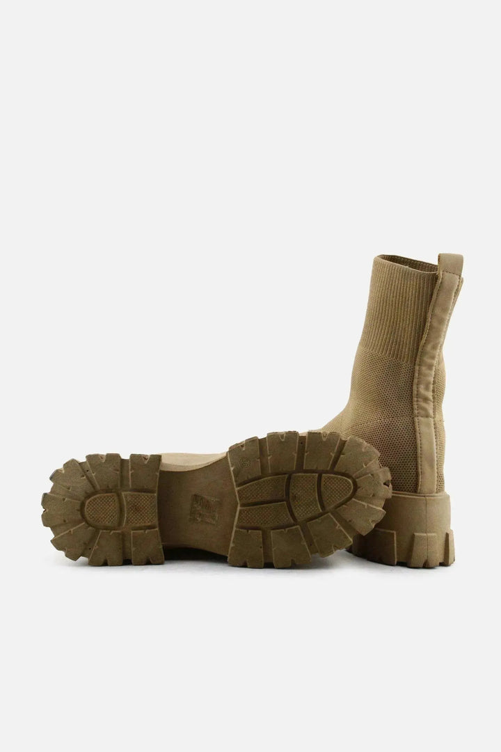 Massimo Dutti Stretchable Combat Ankle Boots |100% Authentic Leather - sundaybazar
