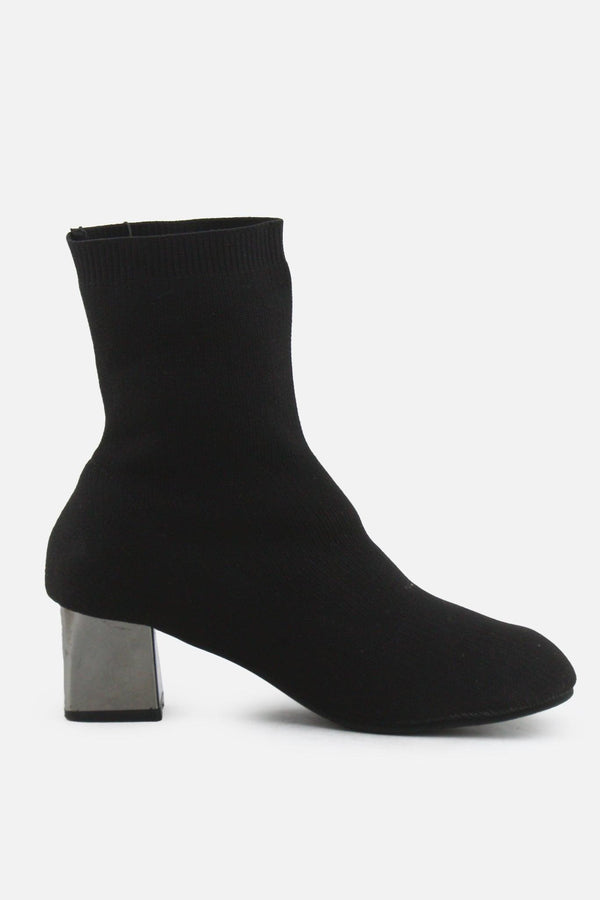 European Brand Stretchable Block Ankle Boots | Textile