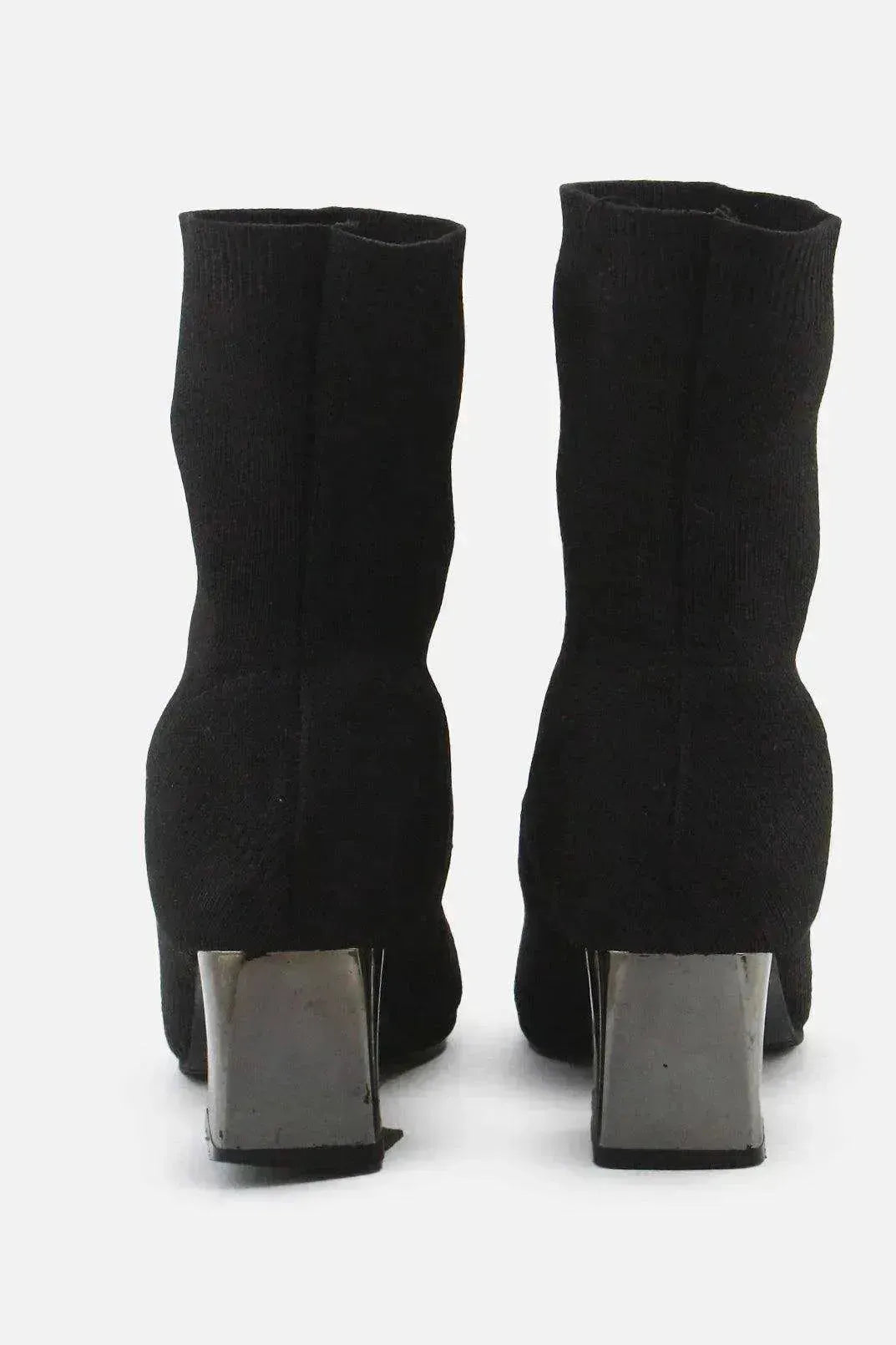 European Brand Stretchable Block Ankle Boots | Textile - sundaybazar