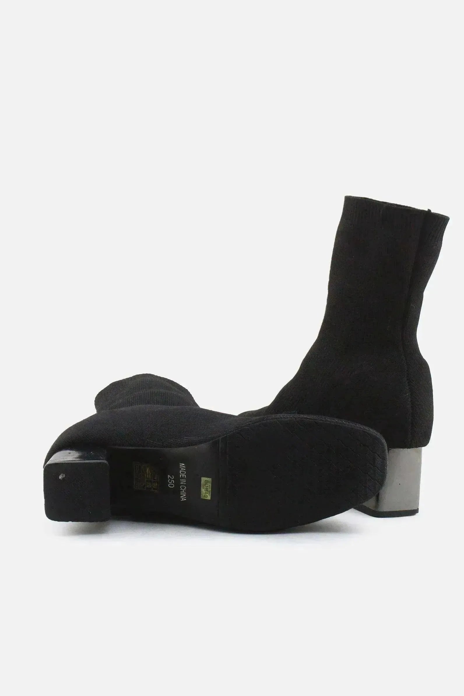 European Brand Stretchable Block Ankle Boots | Textile - sundaybazar
