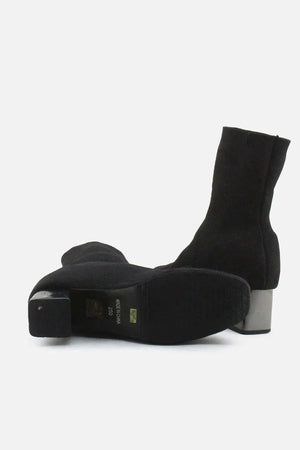 European Brand Stretchable Block Ankle Boots | Textile - sundaybazar