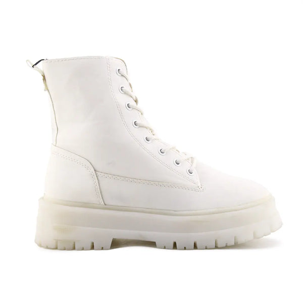 Stradivarius Zipper Lace Up Combat Ankle Boots (100% Authentic Leather)