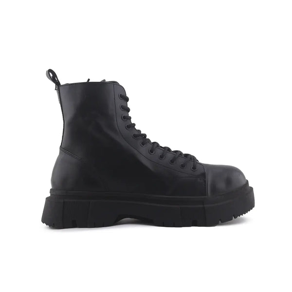 Bershka Zipper Lace Up Combat Ankle Boots (100% Authentic Leather)