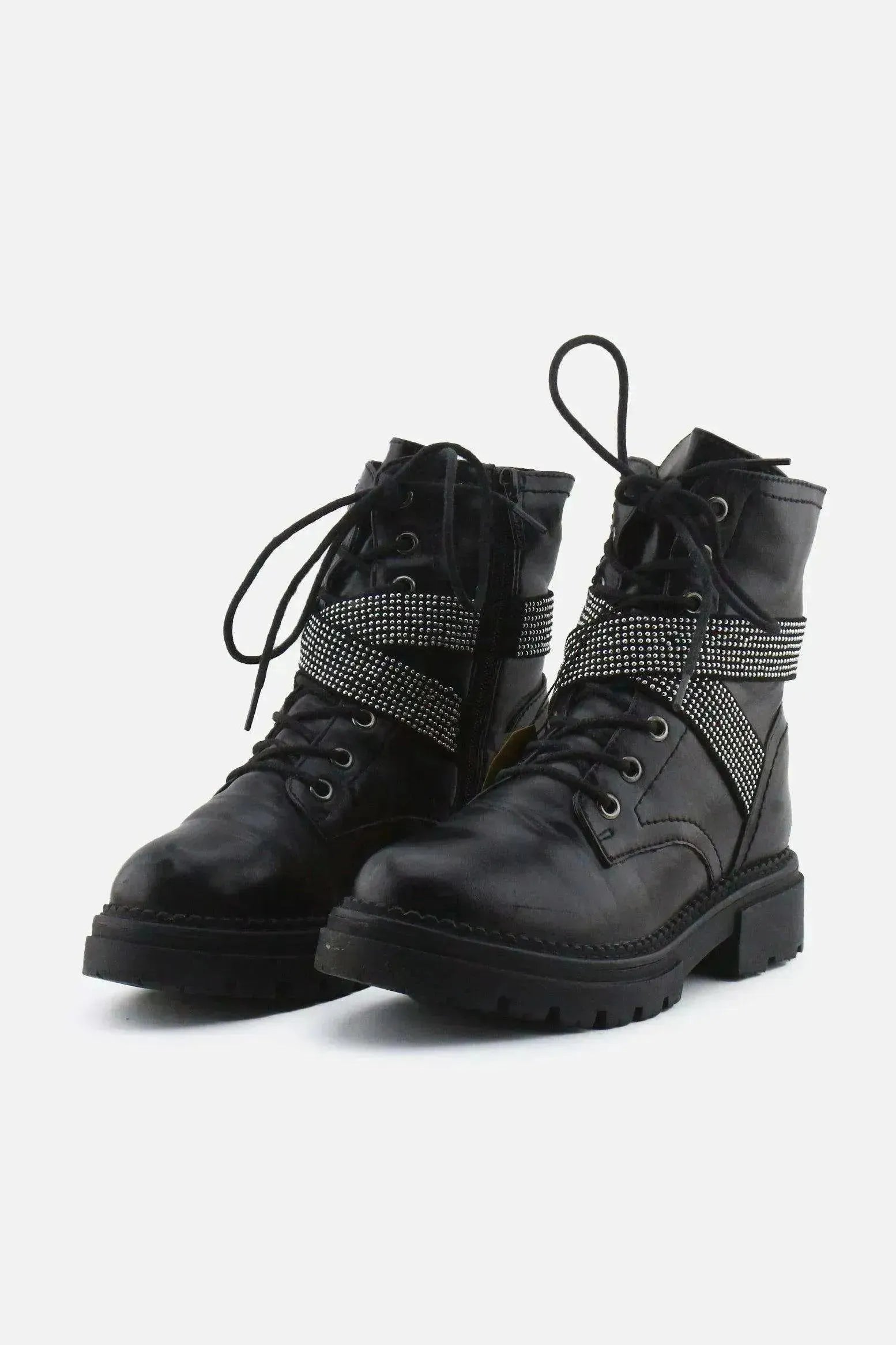 Jenny Fairy Zipper Laces Combat Ankle Boots | 100% Authentic Leather - sundaybazar