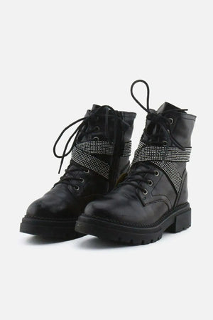 Jenny Fairy Zipper Laces Combat Ankle Boots | 100% Authentic Leather - sundaybazar