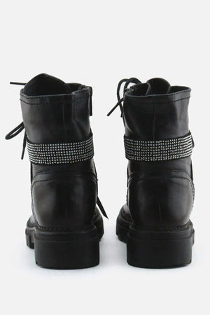 Jenny Fairy Zipper Laces Combat Ankle Boots | 100% Authentic Leather - sundaybazar