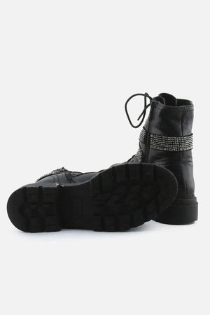 Jenny Fairy Zipper Laces Combat Ankle Boots | 100% Authentic Leather - sundaybazar