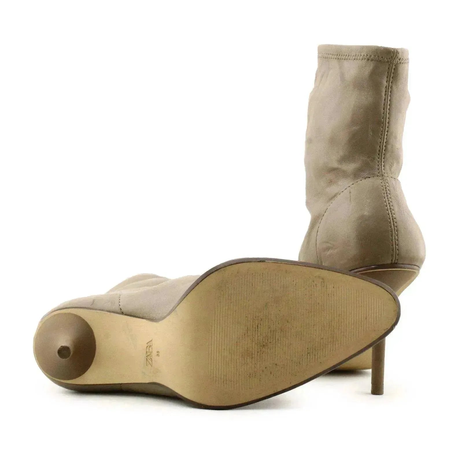 Zara Stilettos Heels Ankle Boots | 100% Authentic Leather - sundaybazar