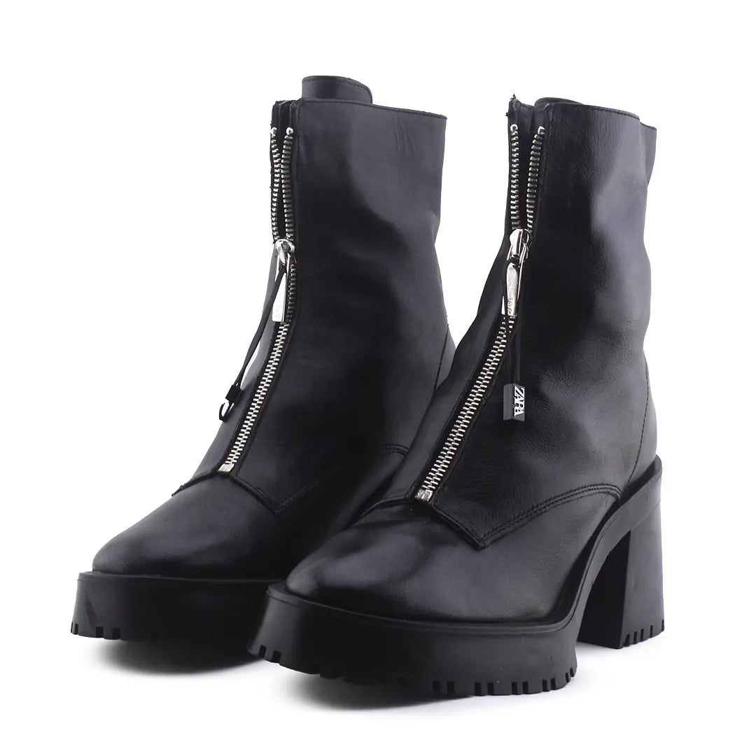 Zara Zipper Ankle Boot | 100% Authentic Leather