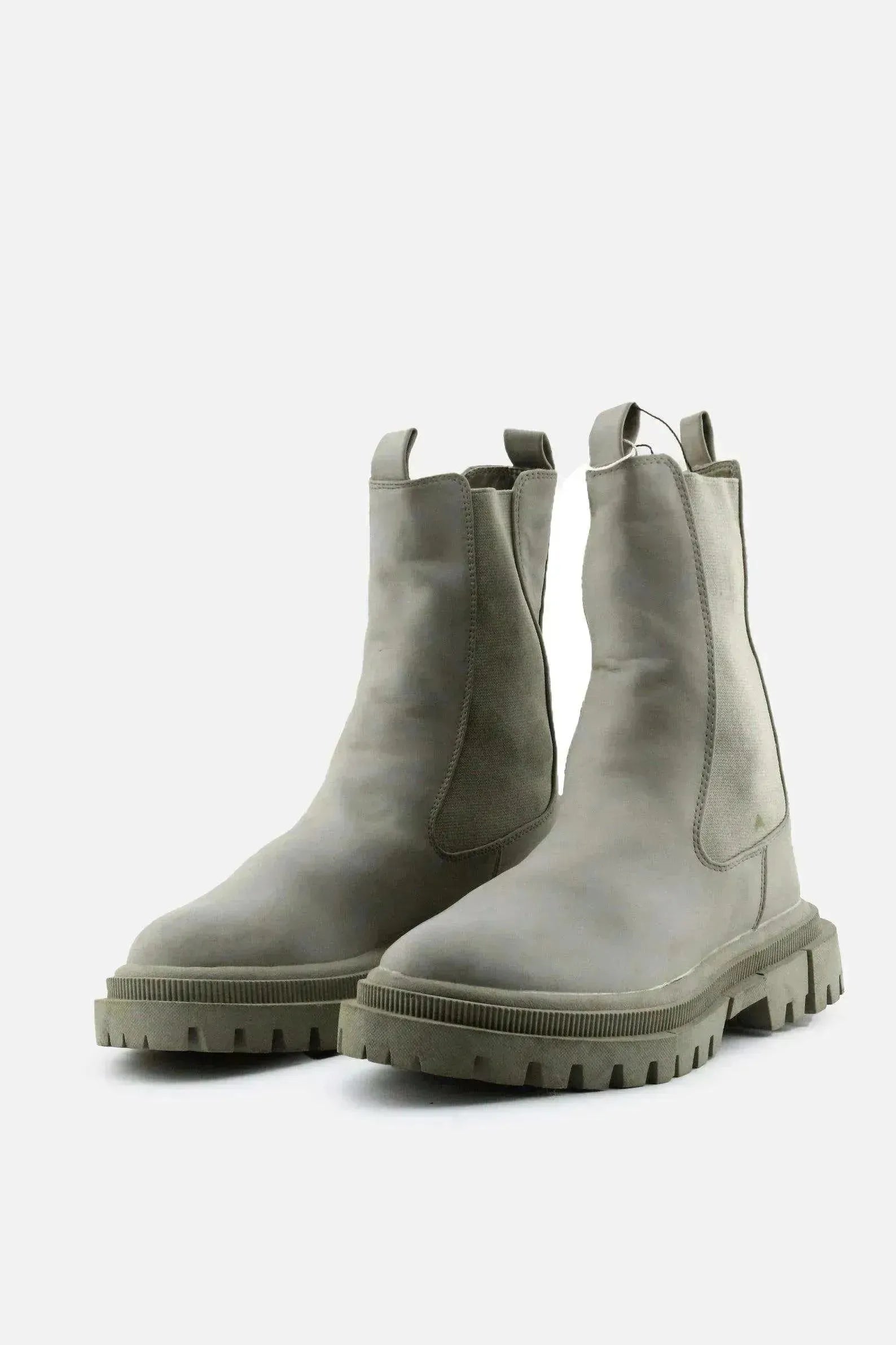 Bershka Stretchable Combat Ankle Boots | 100% Authentic Leather - sundaybazar