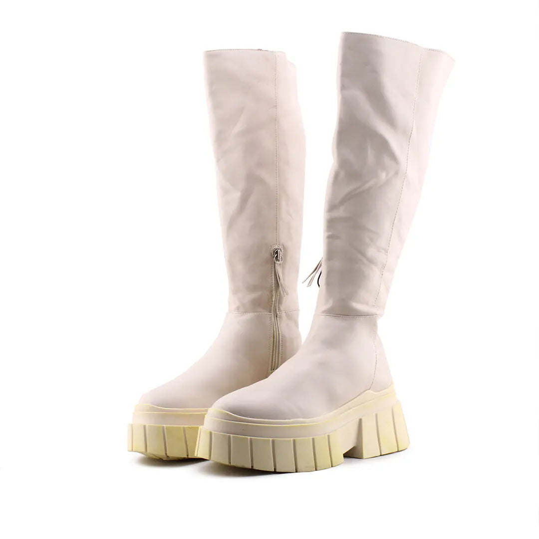 Bershka Zipper Knee High Boot | 100% Authentic Leather