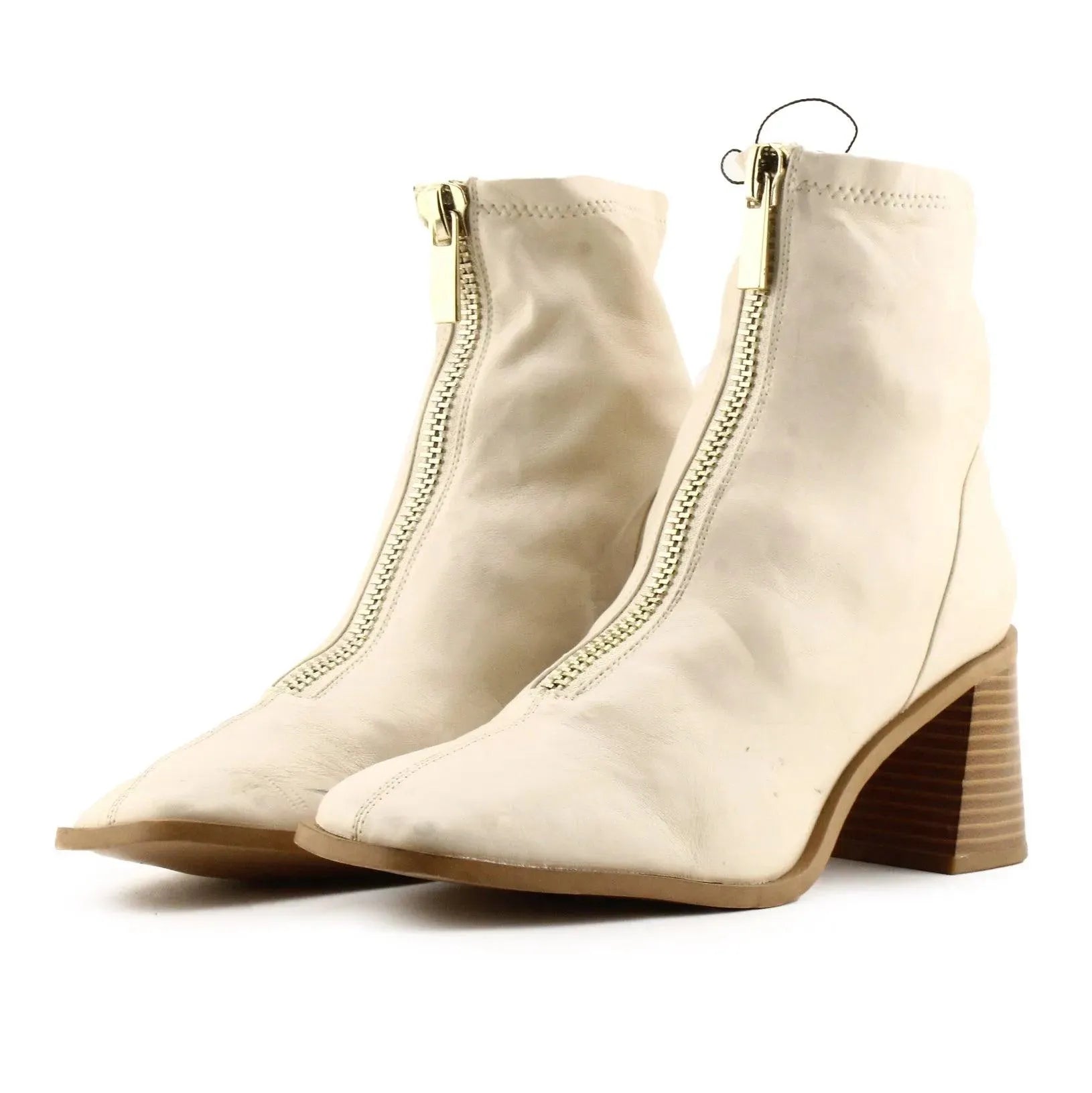 Stradivarius Zipper Block Heels Ankle Boots | 100% Auhentic Leather