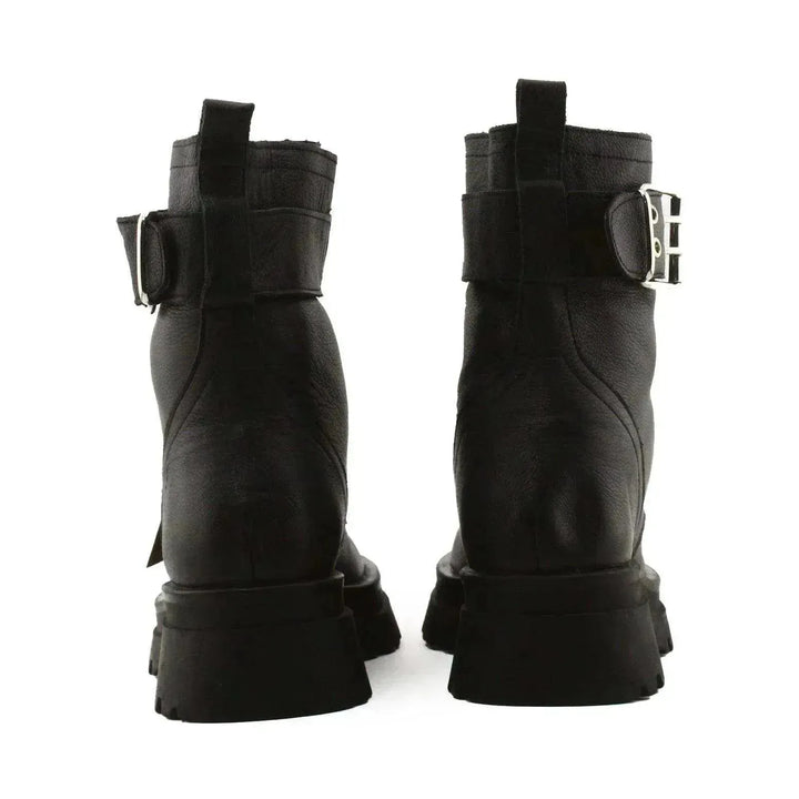 Stradivarius Zipper Buckle Straps Ankle Boots | 100% Auhentic Leather - sundaybazar