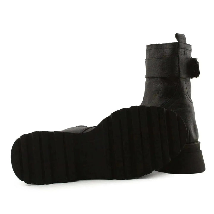 Stradivarius Zipper Buckle Straps Ankle Boots | 100% Auhentic Leather - sundaybazar