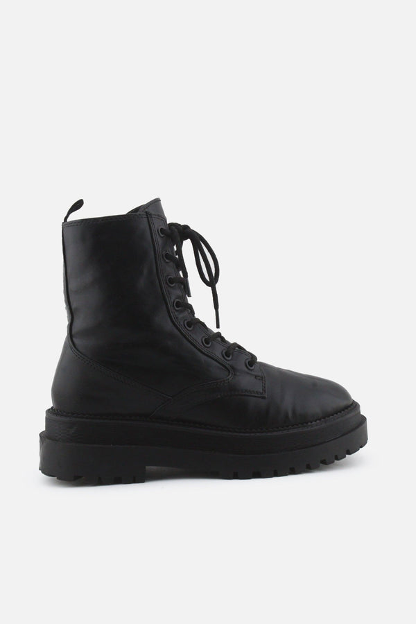 Stradivarius Zipper Laces Combat Ankle Boots | 100% Authentic Leather