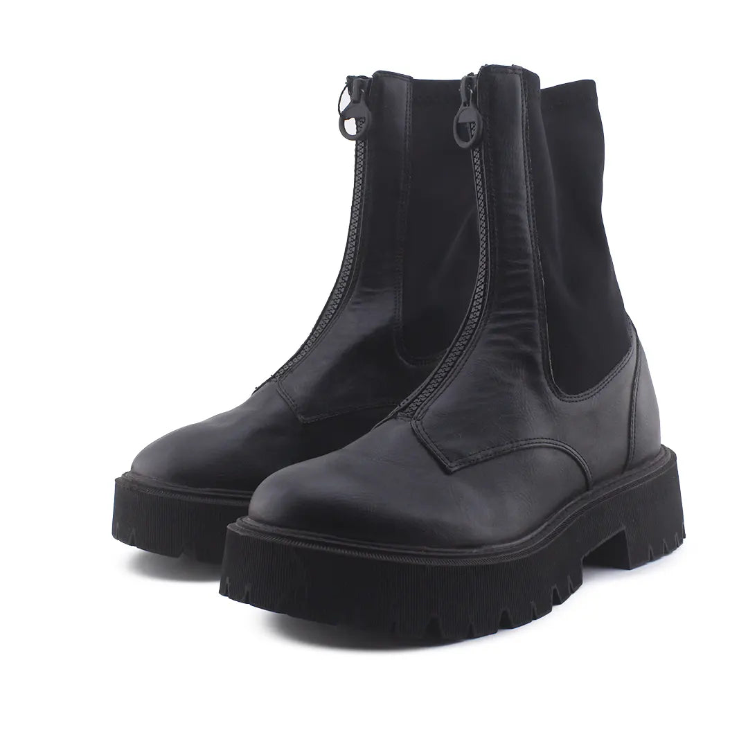 Bershka Zipper Chelsea Ankle Boots (100% Authentic Leather)