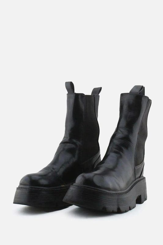 Pull & Bear Stretchable Combat Ankle Boots | 100% Authentic Leather