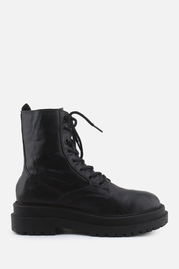 Stradivarius Zipper Laces Combat Ankle Boots | 100% Authentic Leather