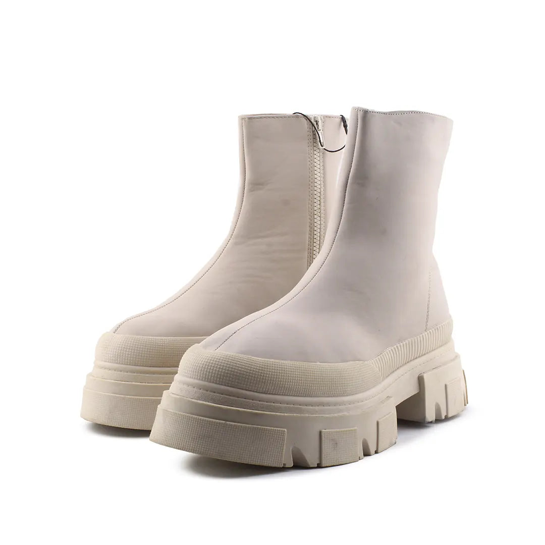 Bershka Zipper Platform Combat Ankle Boots (100% Authentic Leather)