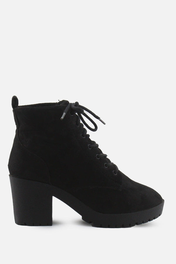 European Brand Laces Block Ankle Boots | Suede