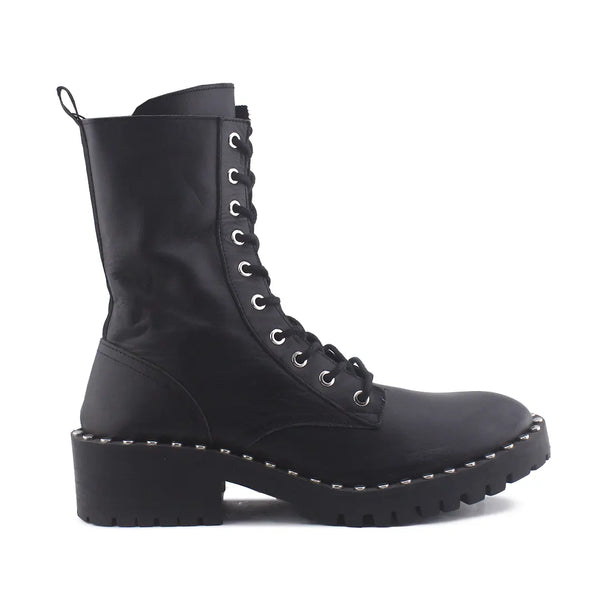 Zara Zipper Lace Up Combat Ankle Boots (100% Authentic Leather)