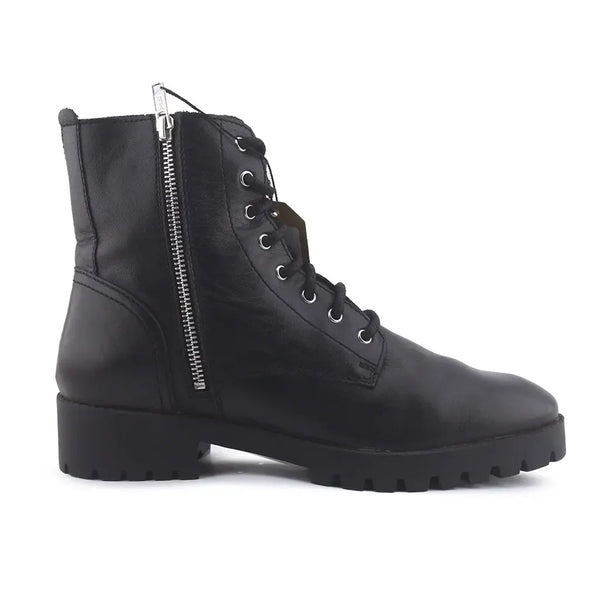 Mango Zipper Lace Up Combat Ankle Boots (100% Authentic Leather)