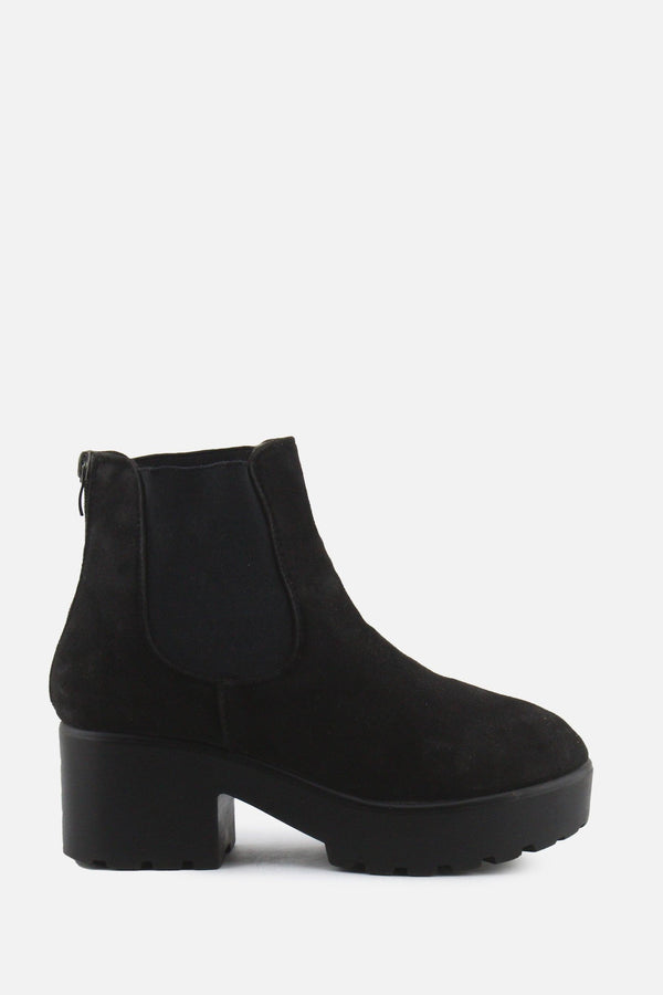 European Brand Zipper Stretchable Block Ankle Boots | Suede