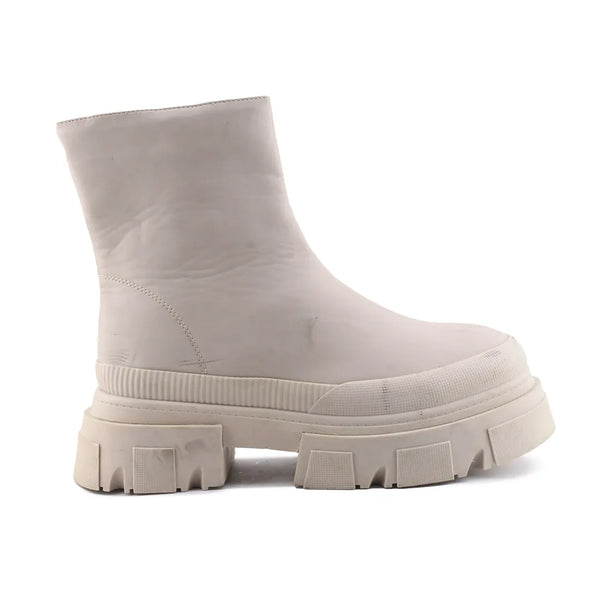 Bershka Zipper Platform Combat Ankle Boots (100% Authentic Leather)