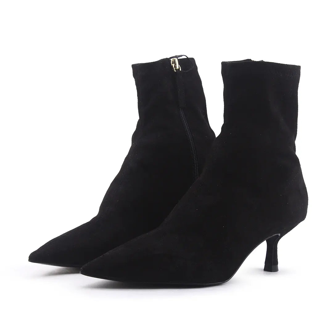 Zara Zipper Suede Ankle Boot