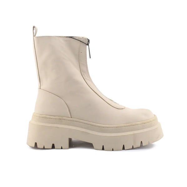 Pull & Bear Zipper Combat Ankle Boots (100% Authentic Leather)
