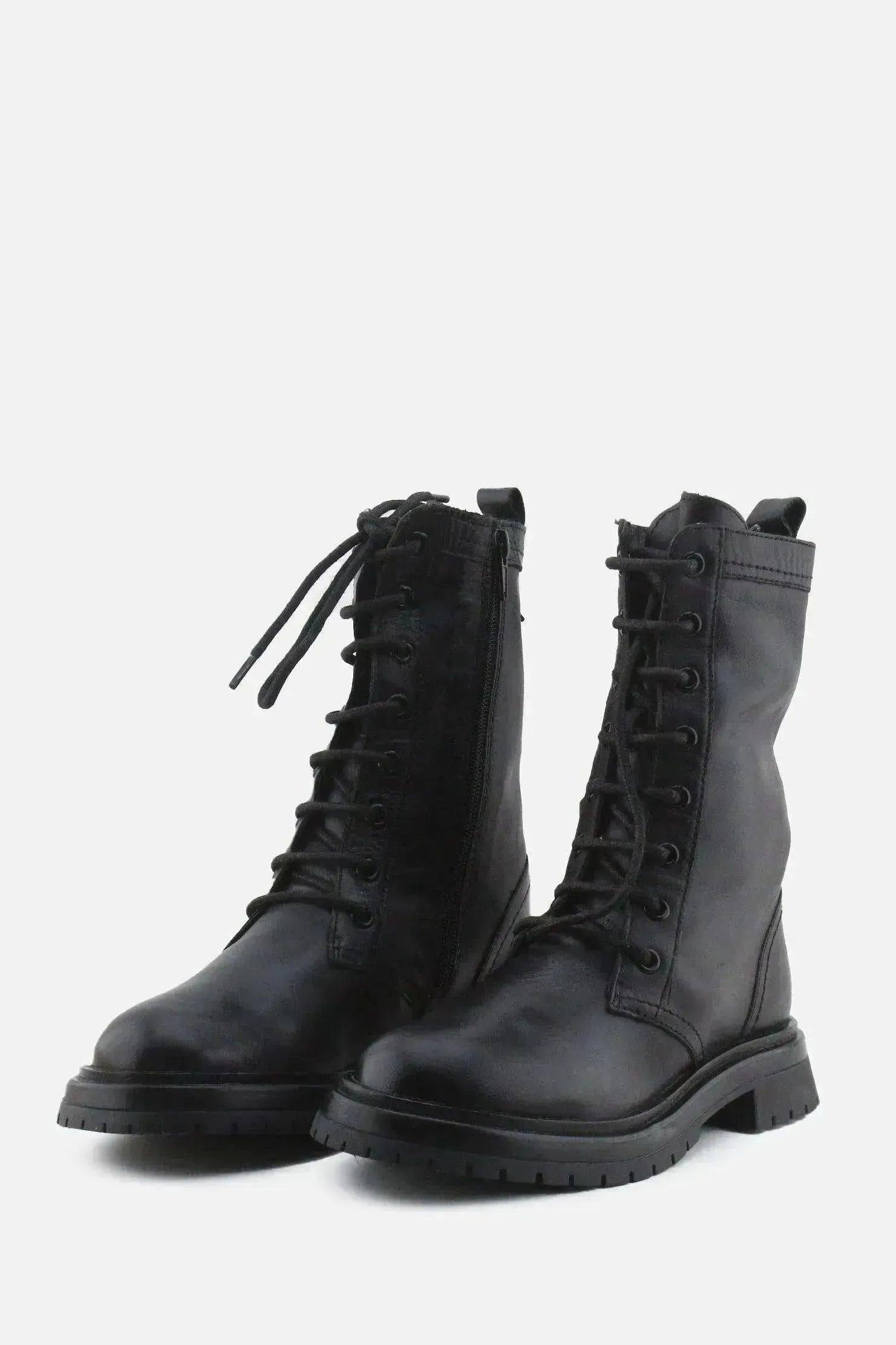 Zara Zipper Laces Combat Ankle Boots | 100% Authentic Leather - sundaybazar