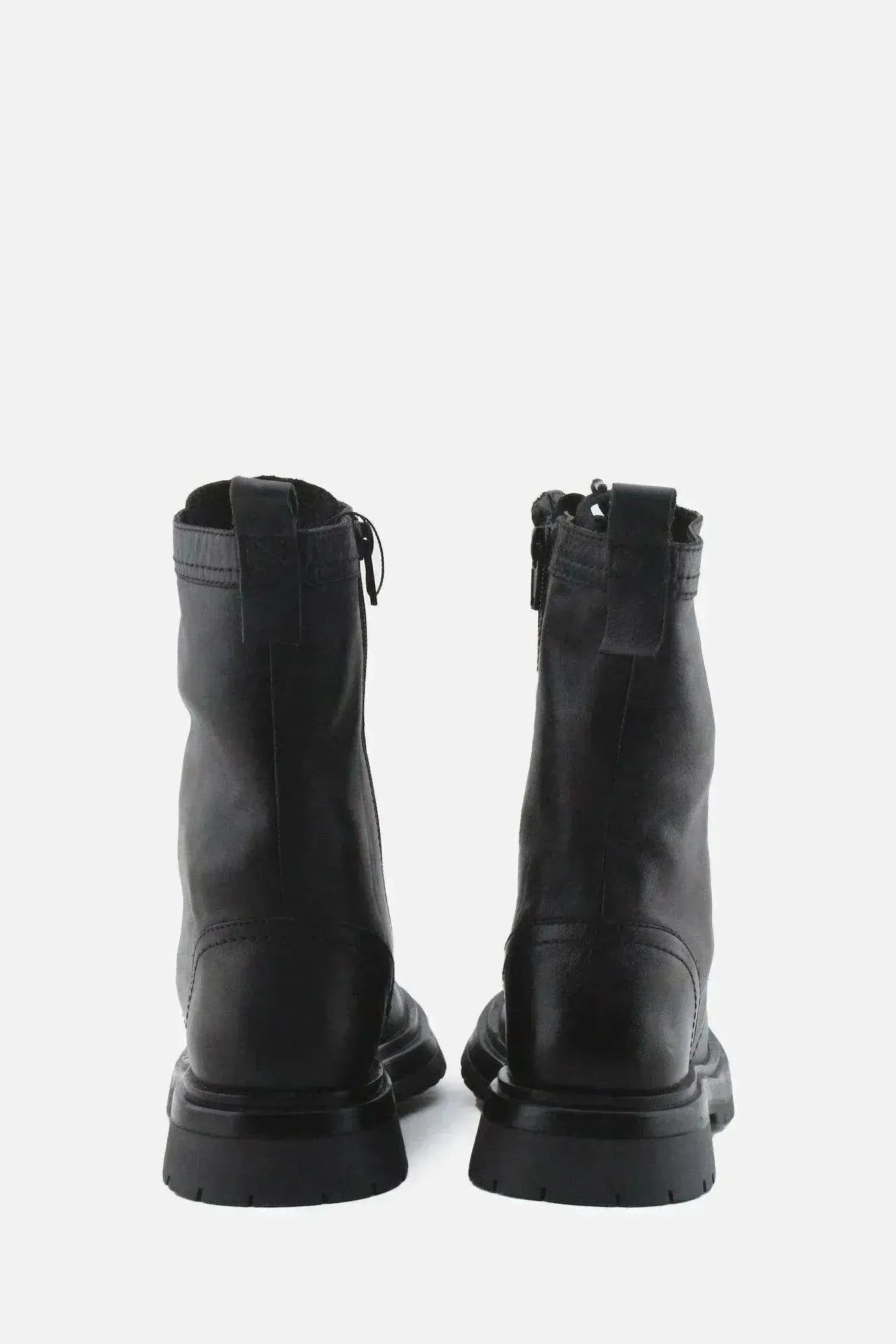 Zara Zipper Laces Combat Ankle Boots | 100% Authentic Leather - sundaybazar