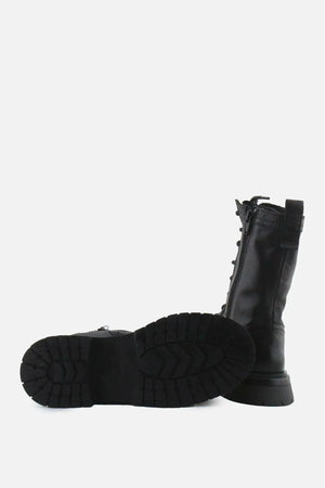 Zara Zipper Laces Combat Ankle Boots | 100% Authentic Leather - sundaybazar