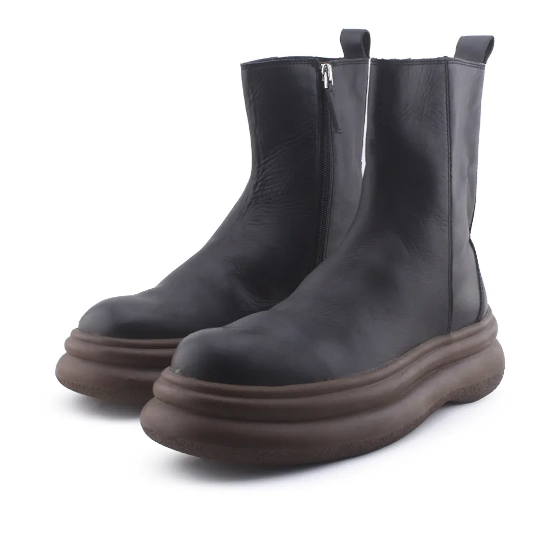 Zara Zipper Chelsea Ankle Boots (100% Authentic Leather)
