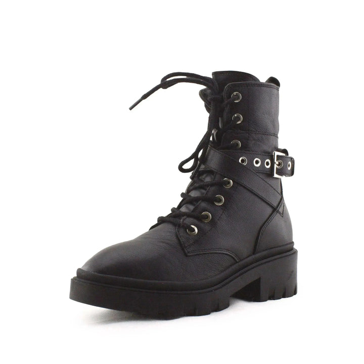 Stradivarius Buckle Straps Laces Combat Ankle Boots | 100% Authentic Leather - sundaybazar