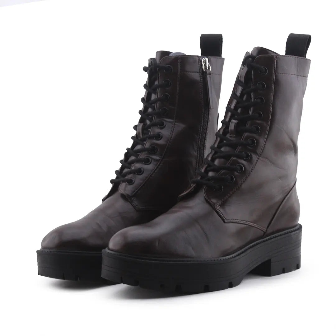 Zara Zipper Lace Up Ankle Boot | 100% Authentic Leather