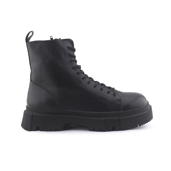 Bershka Zipper Lace Up Combat Ankle Boots (100% Authentic Leather)