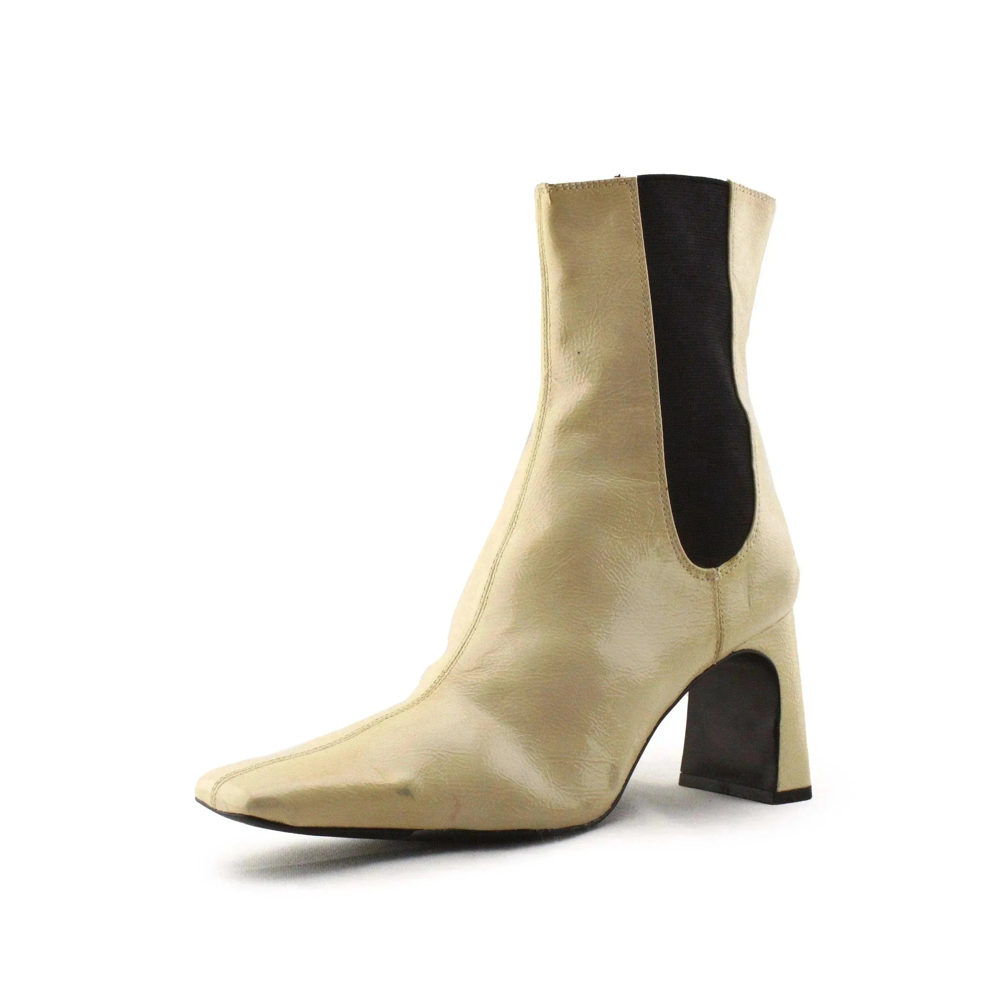 Zara Stretchable Block Heels Ankle Boots | 100% Synthetic Leather - sundaybazar