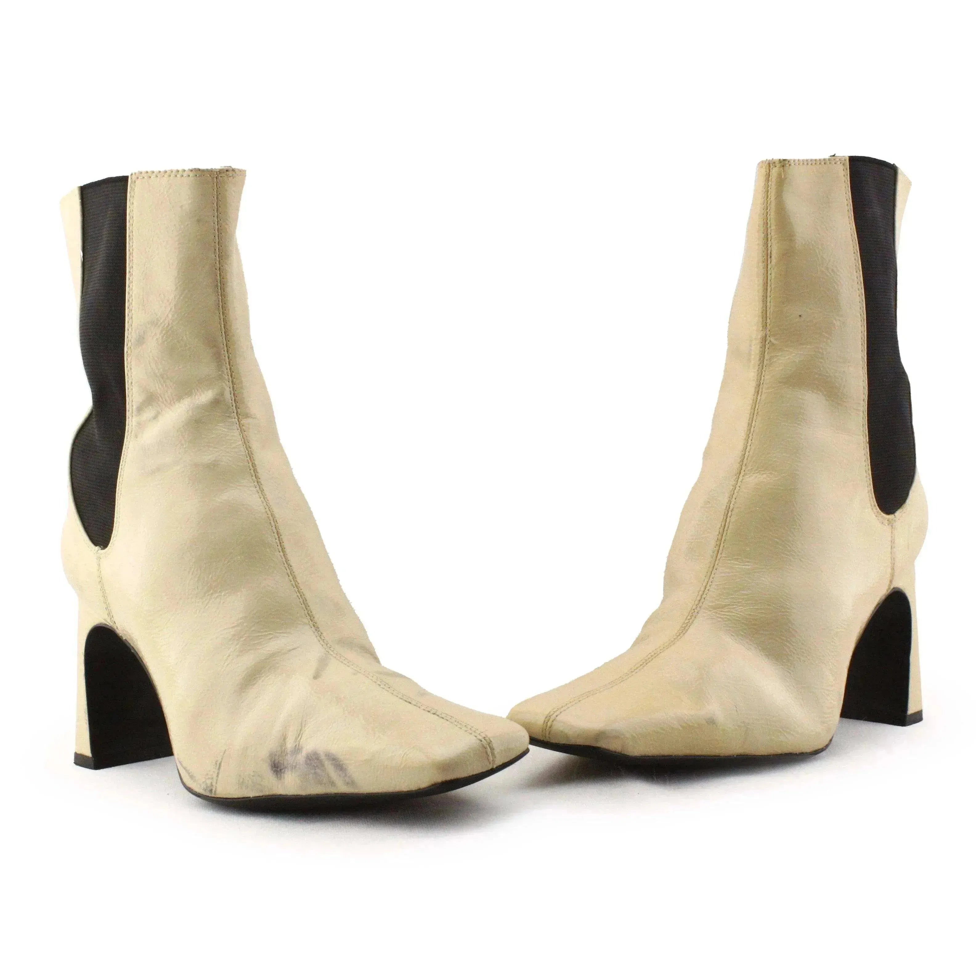 Zara Stretchable Block Heels Ankle Boots | 100% Synthetic Leather - sundaybazar