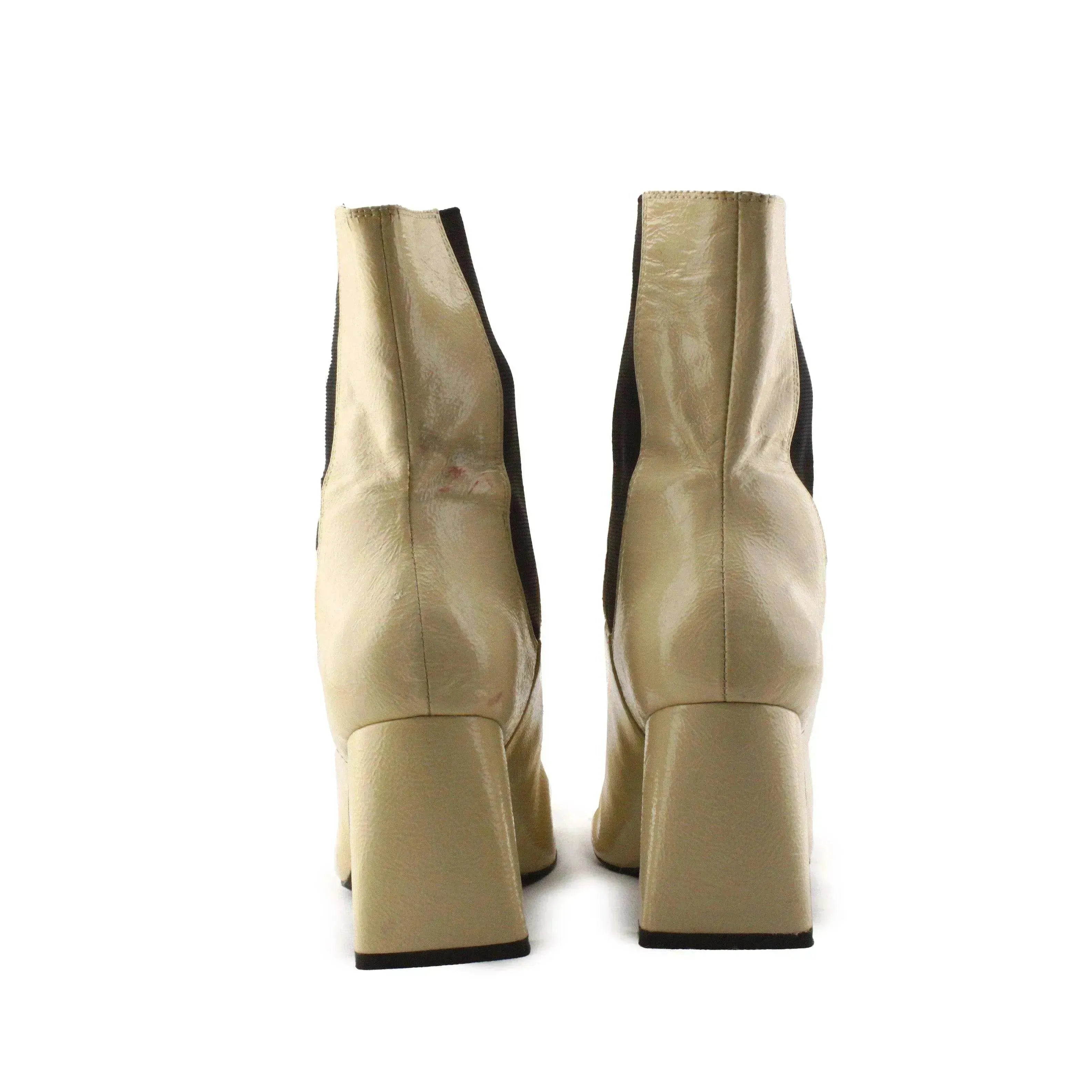 Zara Stretchable Block Heels Ankle Boots | 100% Synthetic Leather - sundaybazar