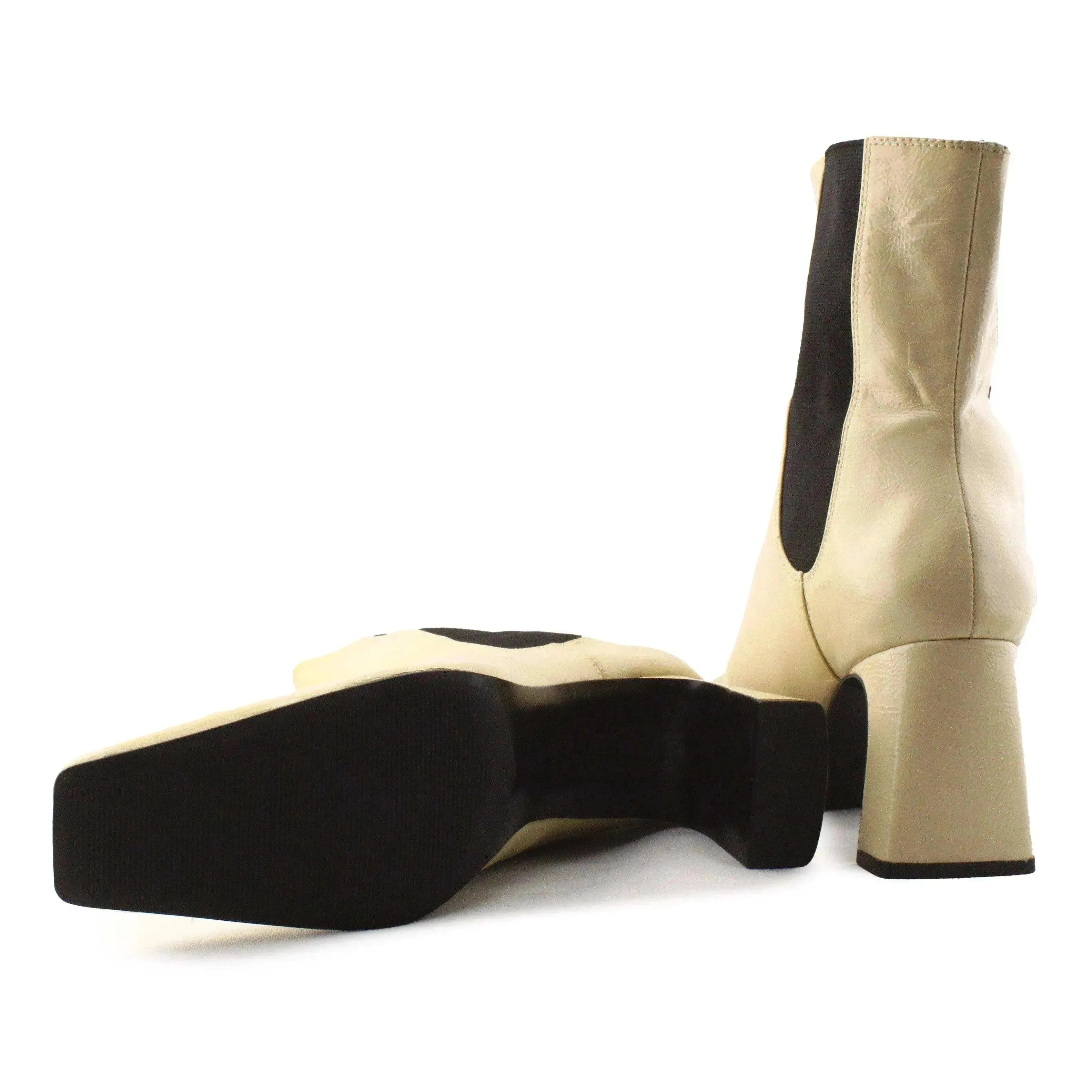 Zara Stretchable Block Heels Ankle Boots | 100% Synthetic Leather - sundaybazar