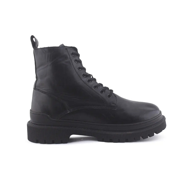 Pull & Bear Zipper Lace Up Combat Ankle Boots (100% Authentic Leather)