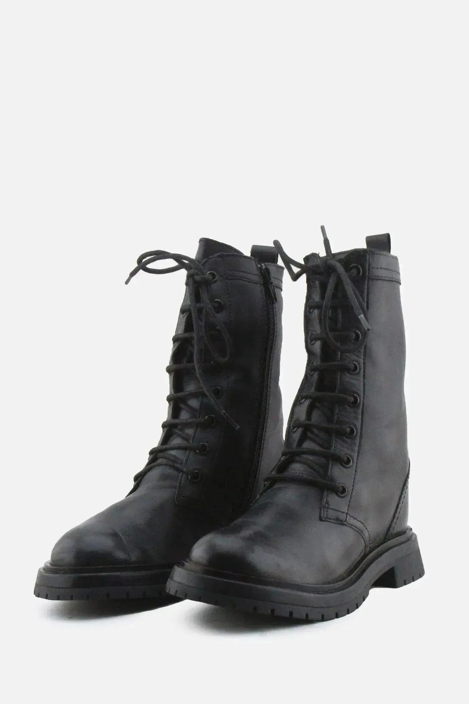 Zara Zipper Laces Combat Ankle Boots | 100% Authentic Leather - sundaybazar