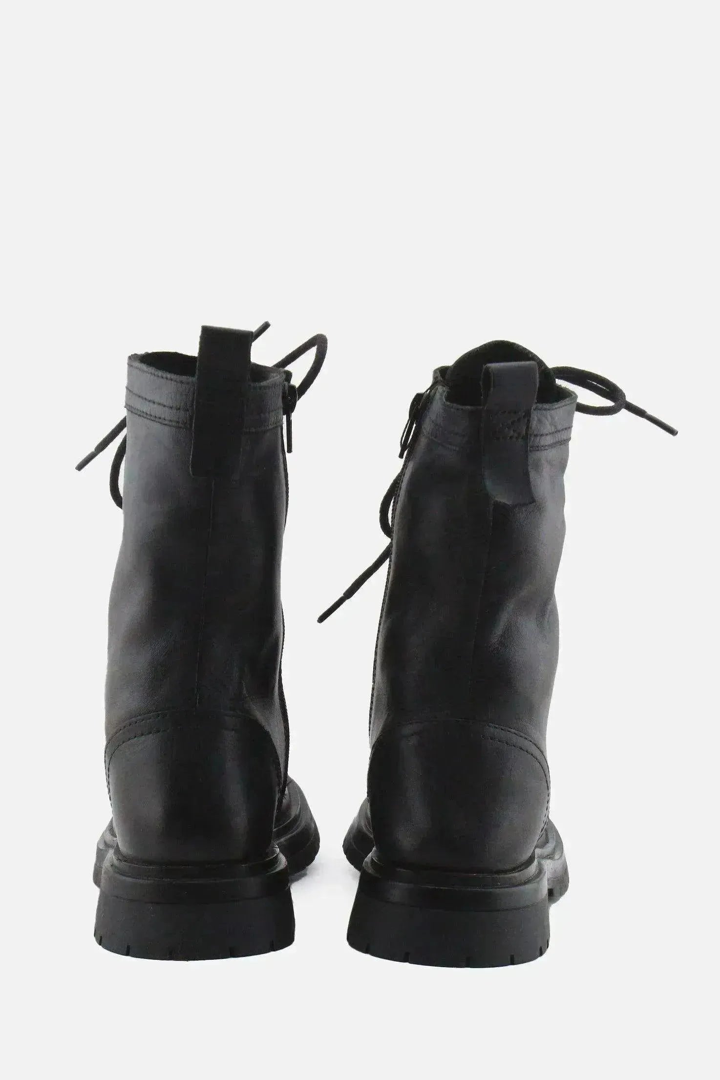Zara Zipper Laces Combat Ankle Boots | 100% Authentic Leather - sundaybazar