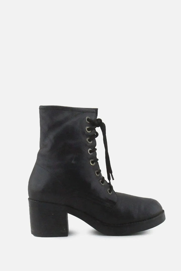 European Brand Laces Block Ankle Boots | 100% Authentic Leather - sundaybazar