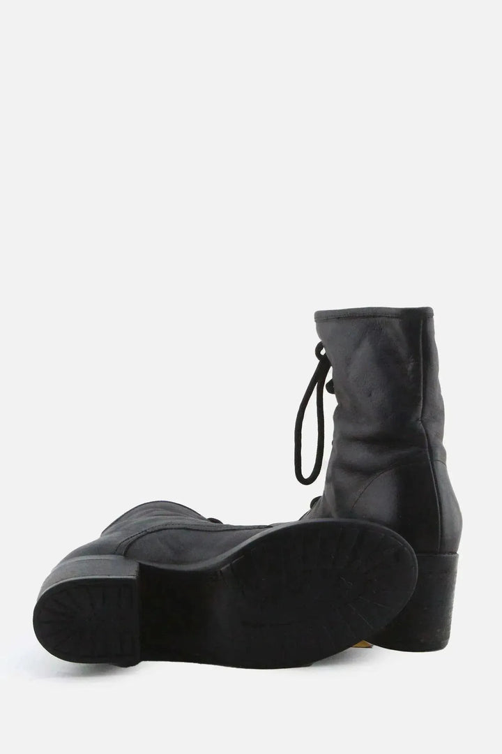 European Brand Laces Block Ankle Boots | 100% Authentic Leather - sundaybazar