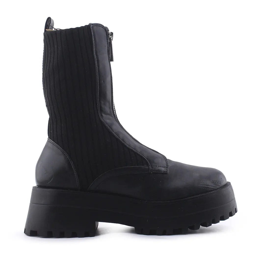 Zara Zipper Stretchable Ankle Boot | 100% Authentic Leather